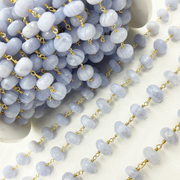 Blue Lace Agate Gold Plated Wire Chain